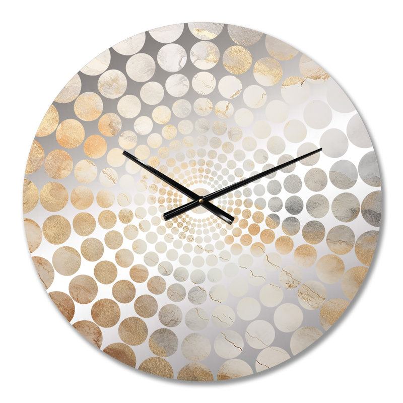 Mandel - Horloge murale peinture abstraite, Médium, White Gold
