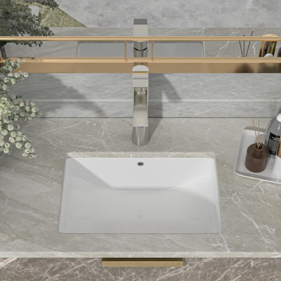 Lavabo de salle de bain rectangulaire encastré en céramique 21 "avec trop-plein 21"