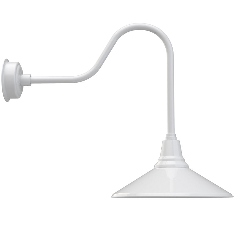 Luminaire de grange d’extérieur Albali, H 26,97 po x l 18 po x P 34 po, Blanc