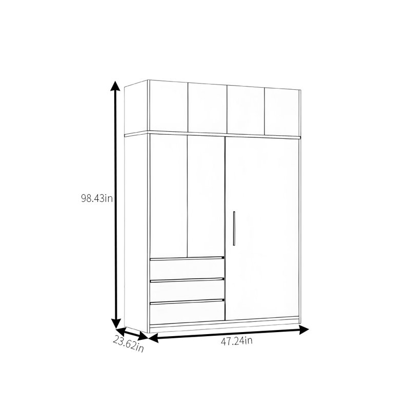 Garde-robe simple et classique, H 98,43 po x l 47,24 po x P 23,62 po