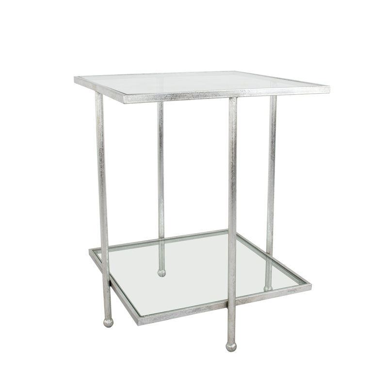Romana End Table, Antiqued Silver Leaf