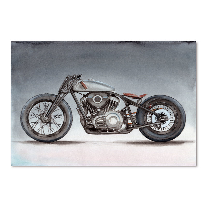 Moto personnalisée sur fond gris - impression sur toile, H 40 po x l 60 po x P 1,5 po, Toile tendue