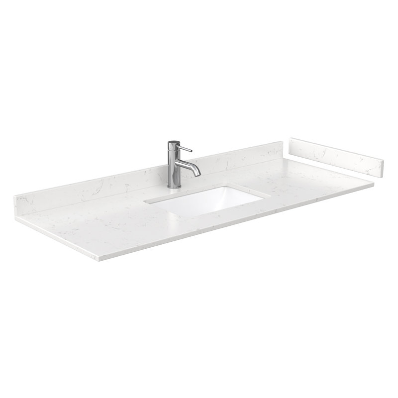 Beckett 54" Freestanding Single Bathroom Vanity with Cultured Marble Top, Carrara Cultured Marble, White, Brushed Gold
