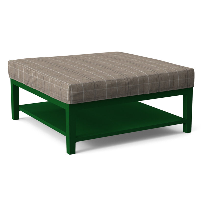 Hammond Square Ottoman, Taupe Plaid; 0126-73, Antique Black Finish