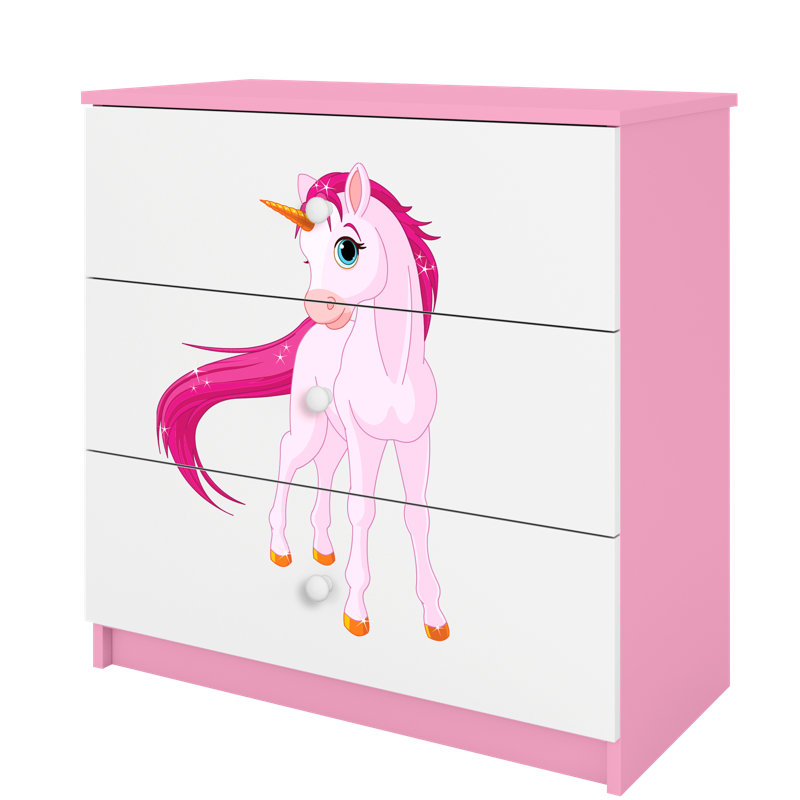 Cicero Kids 3 - Drawer Chest, Pink/White