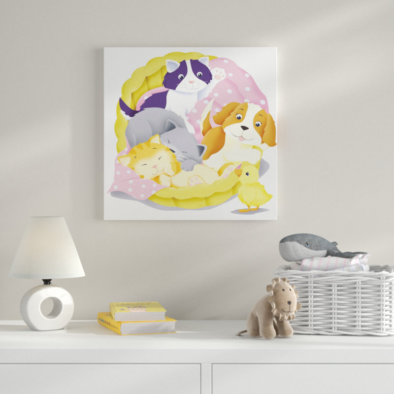 Reproduction de bébés animaux sur toile tendue, 40 po x 40 po