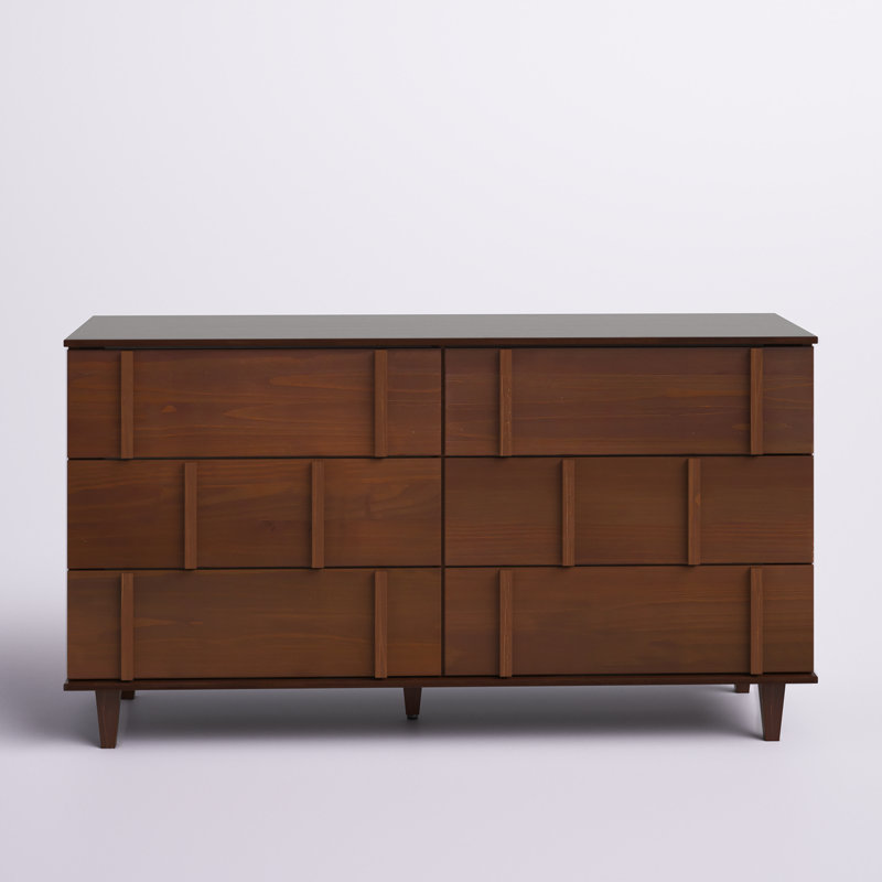 Commode double 6 tiroirs Aleyana, Noyer