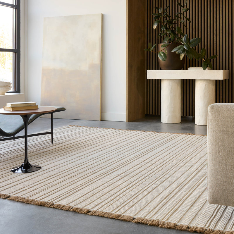 Bandera Handmade Solid Cream/Beige Area Rug (8'X10'), Runner 2'6" x 8'