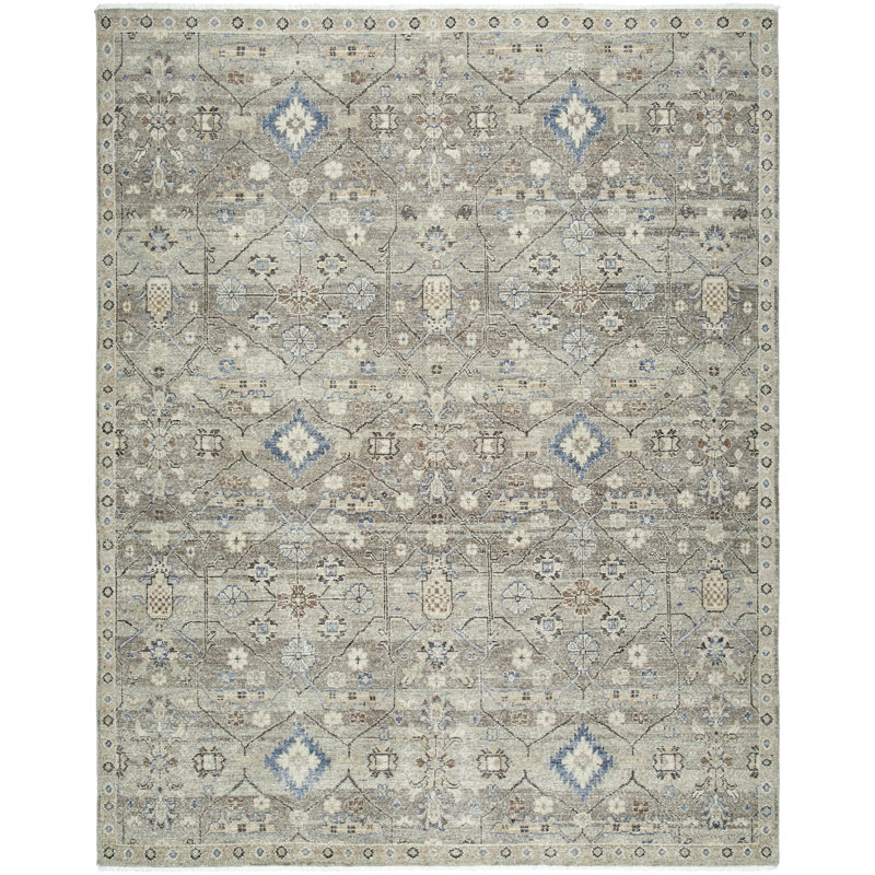 Anelka Handmade Wool Abstract Area Rug, Rectangle 6' x 9'