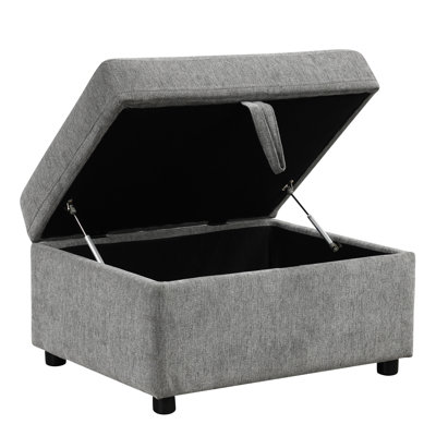 Gray 26.6" With Storage For Living Room And Bedroom, Movable Comfortable Corduroy Featuring Hidden Upholstery