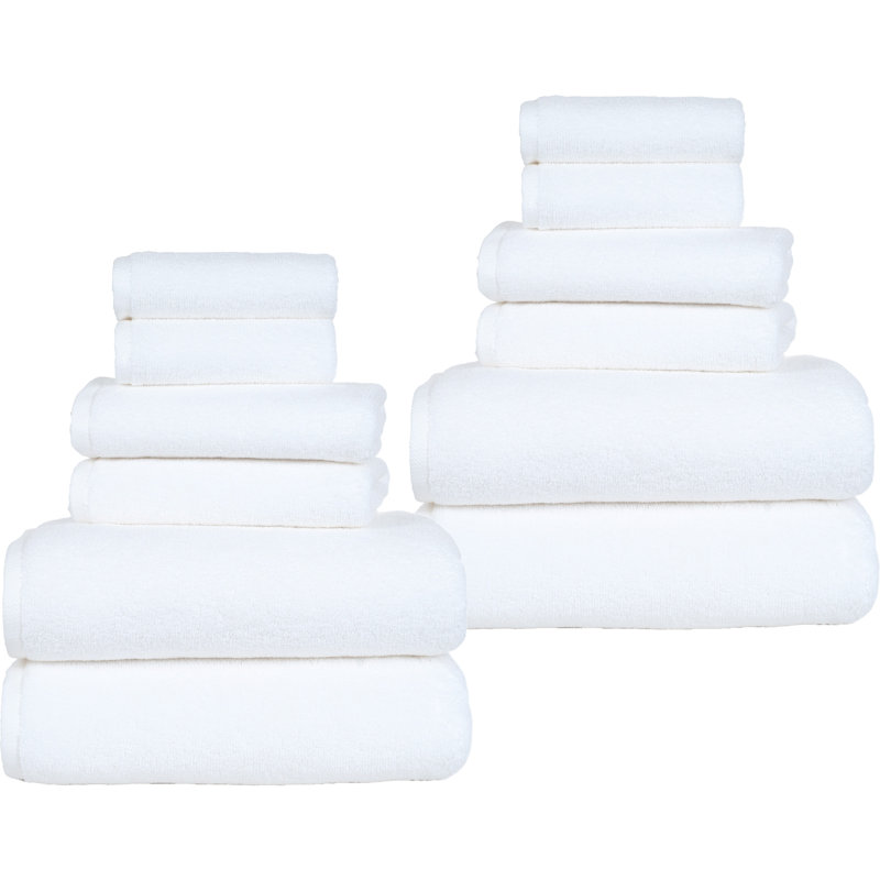 Ensemble de serviettes 12 pièces - Accessoires de salle de bain en coton avec 4 serviettes de bain, 4 serviettes à main et 4 débarbouillettes - Serviettes lavables à la machine de Lavish Home