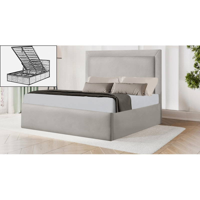 Bernardina Upholstered Ottoman Storage Bed, Single (3'), Silver