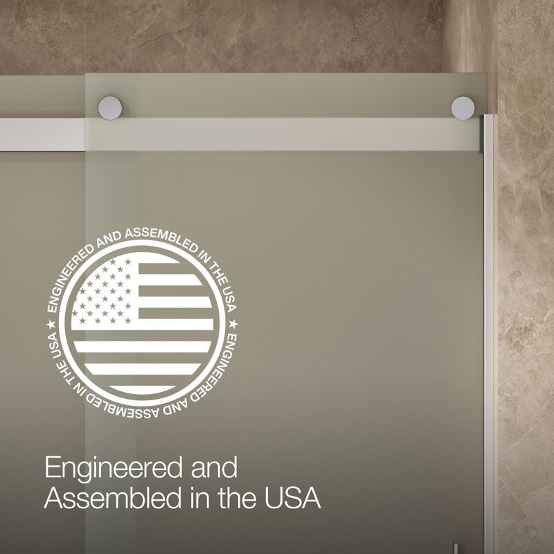 Levity 59.62" x 62" Bypass Bath Door with CleanCoat® Technology, Bright Silver, Frosted