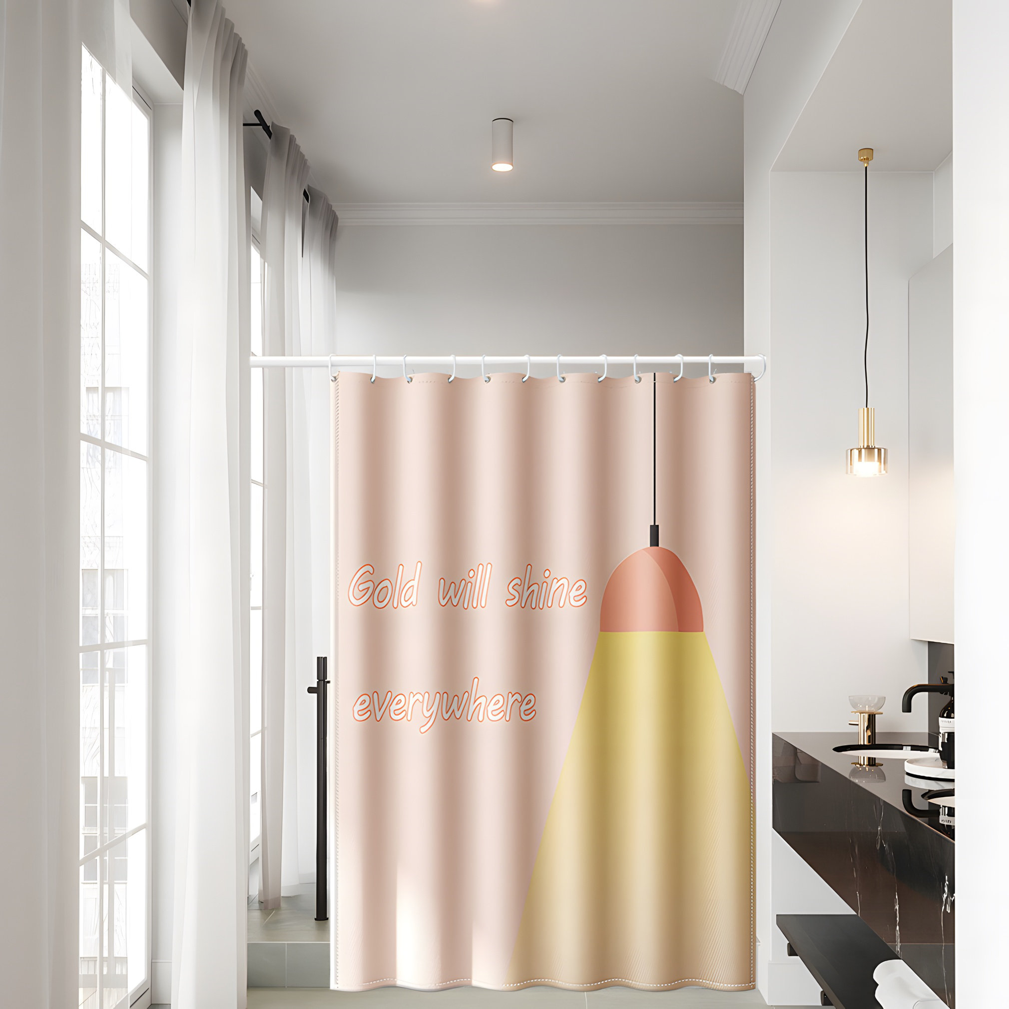 LIYONG New Bathroom Shower Curtain Partition, Bathroom Mold Proof Set ...