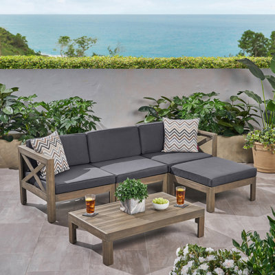 LSHAPE SOFA SET, DARK GREY