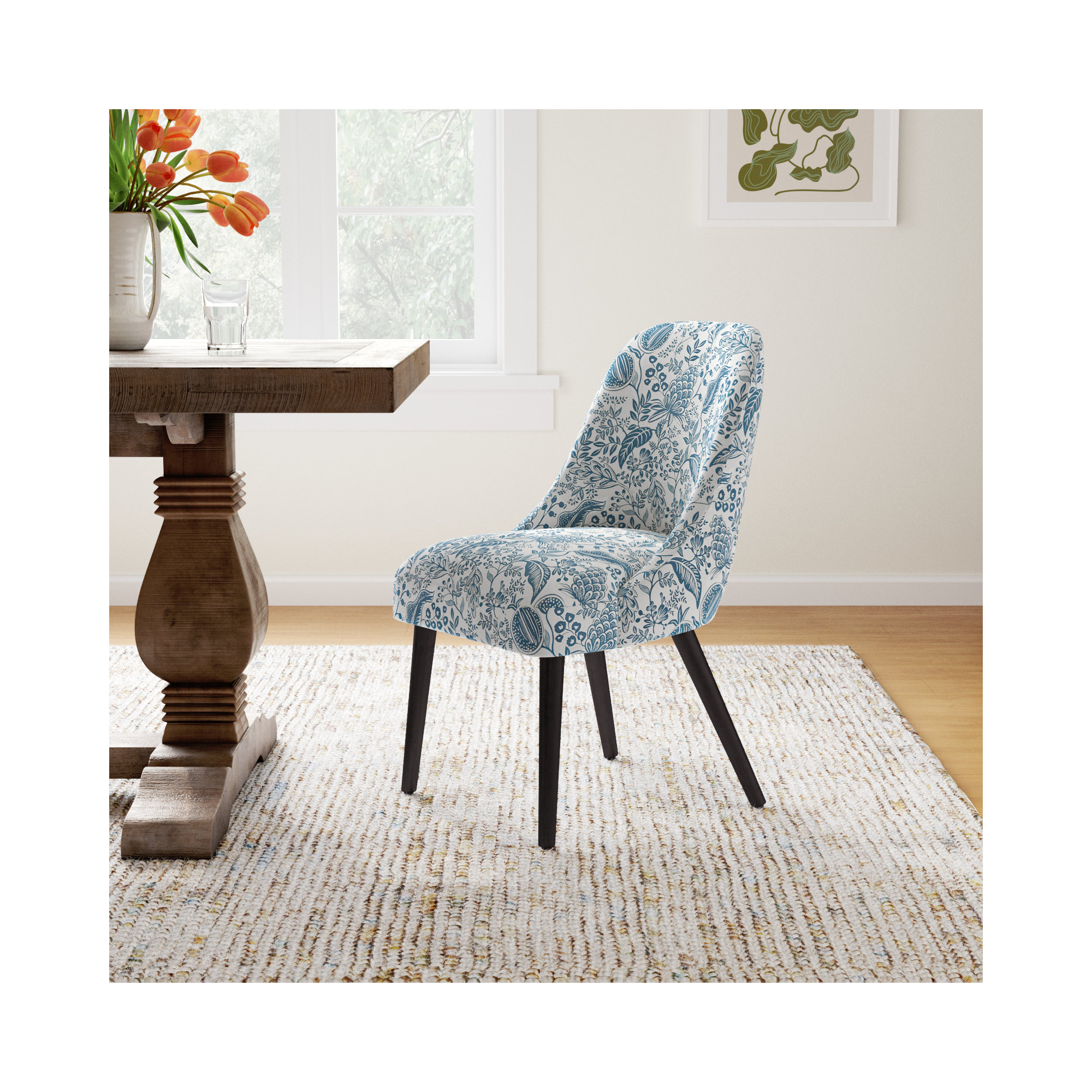 Rifle Paper Co. x Cloth & Company Clare Dining Chair, Blue Pomegranate