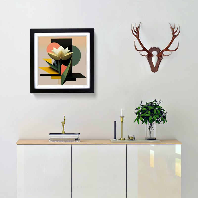 Lotus Flower Suprematism No.2 - Framed Print, Black