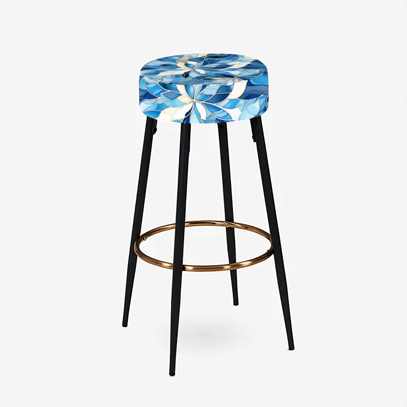 Blue Indigo Manx Mosaic - Marble Bar Stools Set Of 2