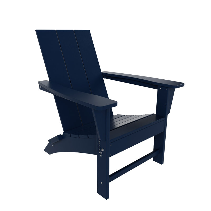 Joubert HDPE Plastic Folding Adirondack Chair, Navy Blue