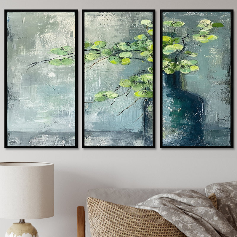 Shantel - Ensemble d'art mural abstrait natures mortes, Cadre flottant noir, H 28 po x l 36 po x P 1 po