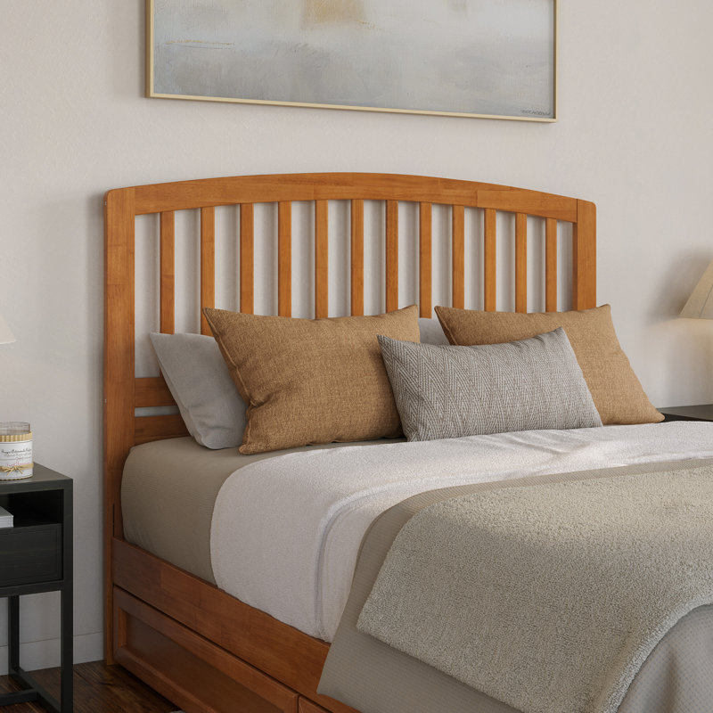 Lit plateforme en bois massif Lamari avec pied de lit et lit gigogne, Caramel clair, Grand