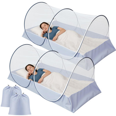 2 Pcs Large Pop Up Mosquito Tent Portable Foldable Mosquito Bug Net For Bed Camping Travel Patio Outdoor 78 * 39 * 28 Inch Bug Netting Mesh Tent Canopy For Adults Bedroom, White