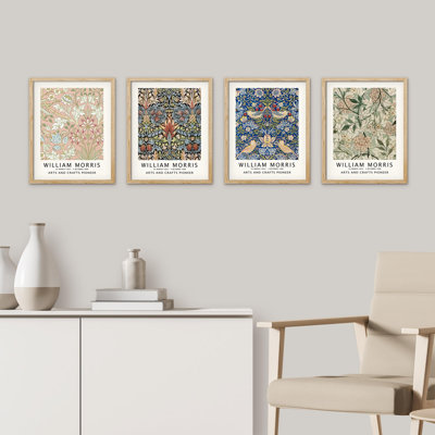 Motif de tapisserie florale, encadré sur papier, 4 pièces par William Morris