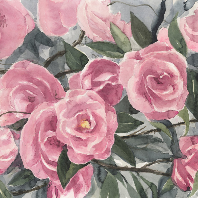 Aquarelle de roses II, H 12 po x l 12 po