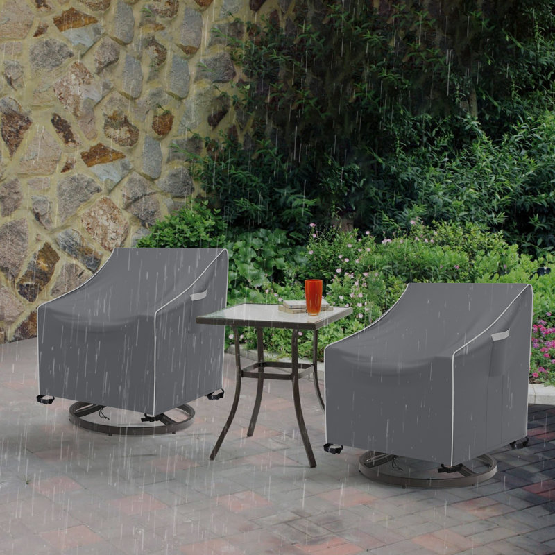 Ensemble de 2 housses de chaise longue pivotantes imperméables, Gris, H 38,5 po x l 30 po x P 34 po
