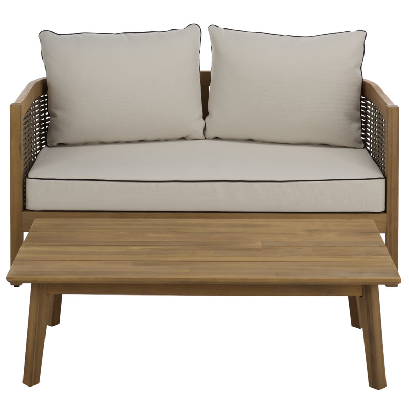 Amanda Loveseat + Table, Oak / Ivory Black