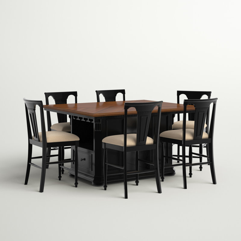Merton 6 - Person Pedestal Dining Set, Black