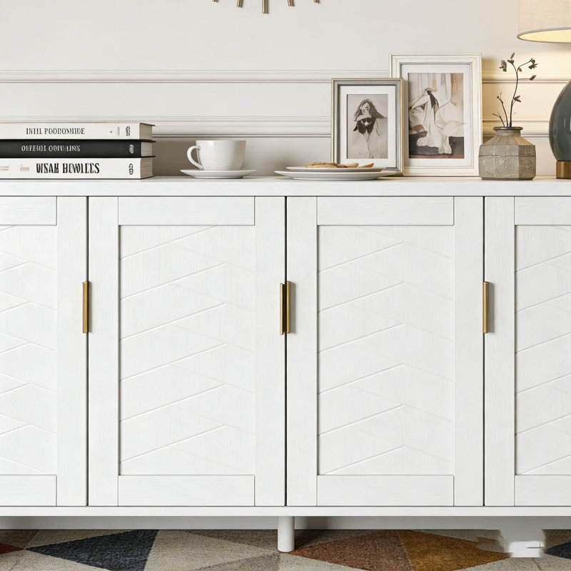 Buffet de rangement avec 4 portes, Blanc