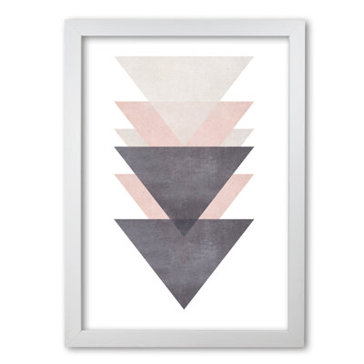 Cotton, Pink And Grey Abstract Triangles - Print