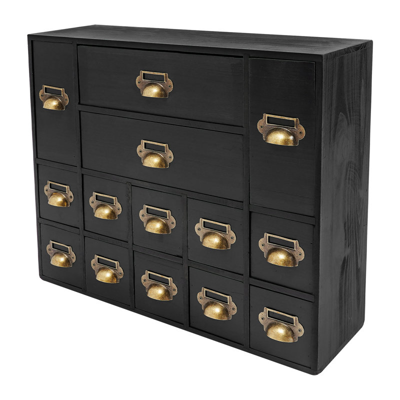 14 Drawer Storage Box Drawers Storage Cabinet, Black