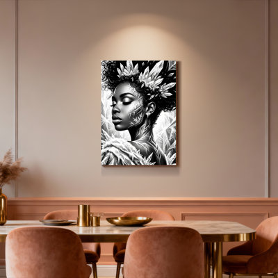 «Crystal Crown», portrait en noir et blanc sur toile tendue, reproduction d'art sur toile, ensemble de 1