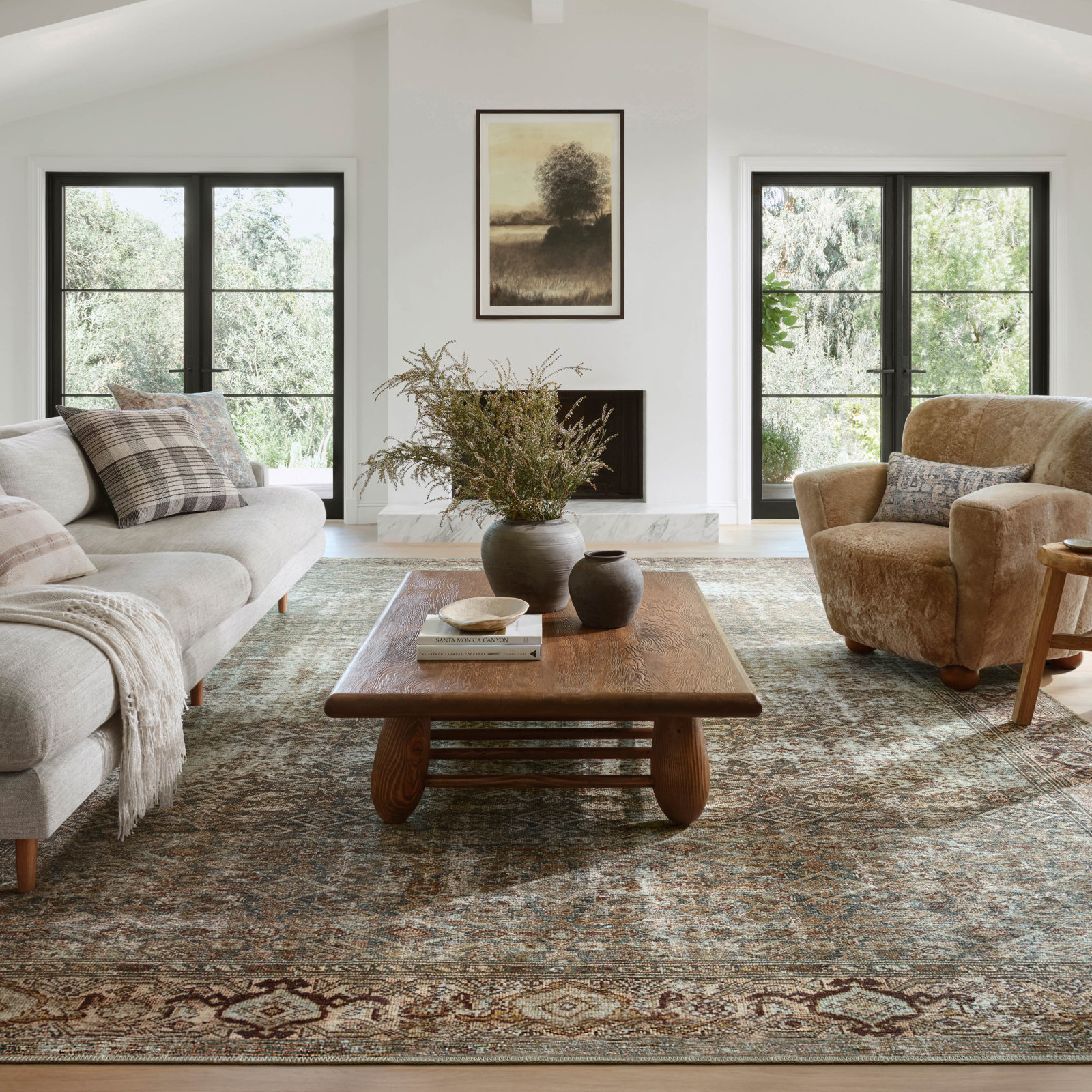 Georgie Oriental Moss/Salmon Area Rug, Rectangle 7'6" x 9'6"