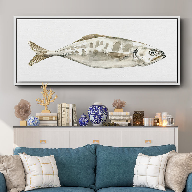 Silver Fish II- Framed Canvas, 24" H x 60" W