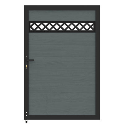 6Ft H*4Ft W Decorative Privacy Fence Gate With Metal Frame And Knob Kits, Wood Plastic Composite Gate - Not Including Posts