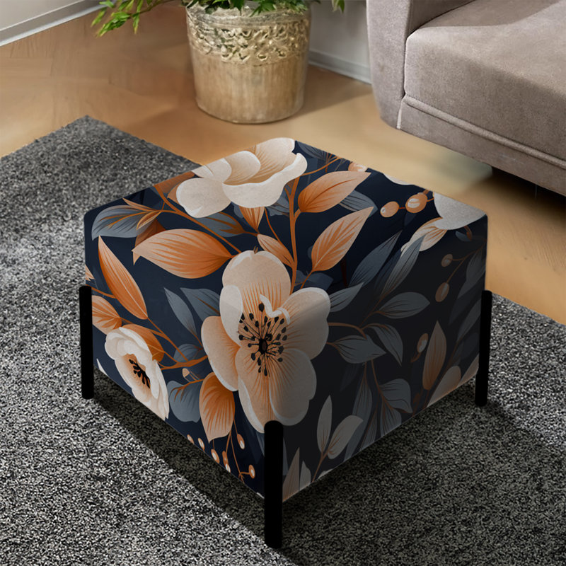 Motif floral rétro nostalgie pêche - repose-pieds carré floral