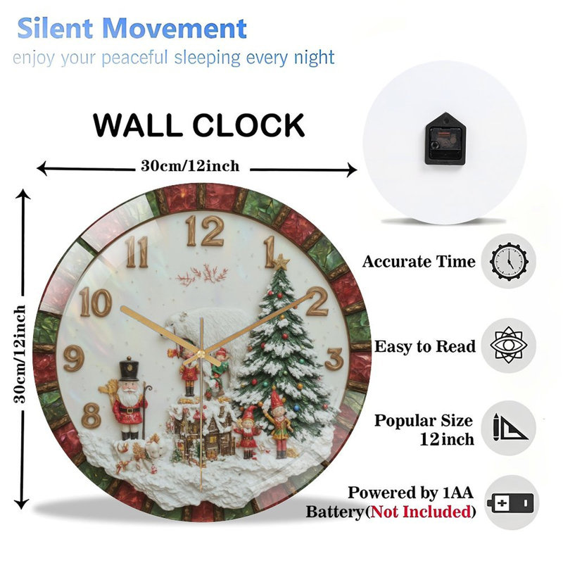 Horloge murale de Noël 12 po