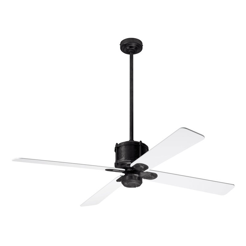 Industry Downrod Ceiling Fan, Wall Control, White, Dark Bronze