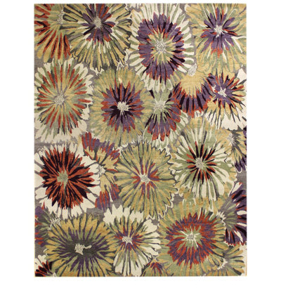 Sunburst Wool Floral Area Rug