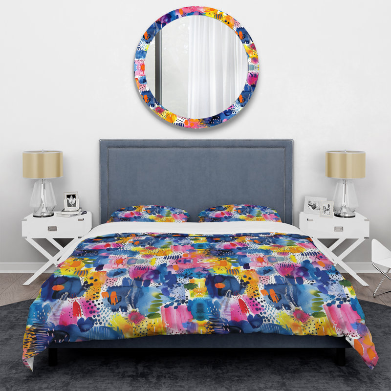 Bleu bleu, aquarelle abstraite, ensemble de housse de couette abstraite, Housse de couette simple et deux taies décorative