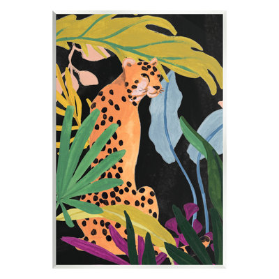 "Jungle Leaves & Cheetah", art mural sur bois par June Erica Vess