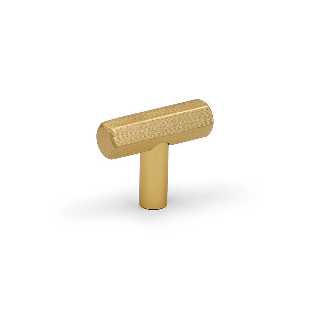 (40Mm Pull) Brass Hexagon Cabinet Handle Brushed Gold - Image 4