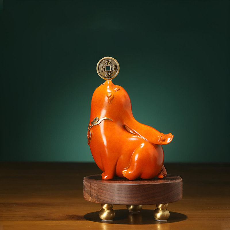 Sculpture de lapin en laiton fabriquée à la main - beauté intemporelle, Orange
