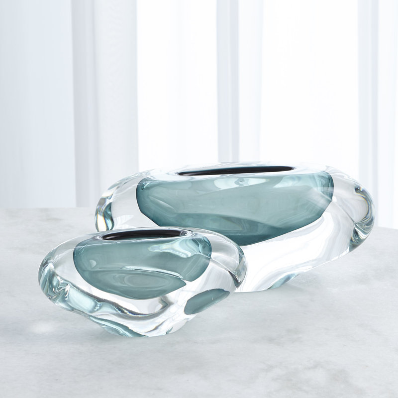 Abstract Bean Vase-Persimmon-Lg, 5.25" H x 5.75" W x 13" D, Blue
