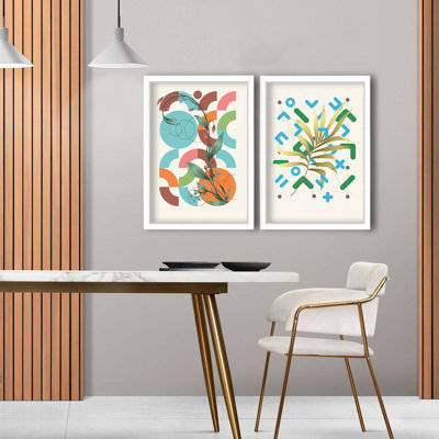 Élégante peinture décorative en panneau de fibres à densité moyenne (2 pièces), 15,0 po x 20,9 po chacune | 100% panneau de fibres à densité moyenne de 0,1 pouce d'épaisseur, 100% cadre en bois de 0,9 pouce d'épaisseur | Parfait pour la décoration de salon et de chambre à coucher, design élégant et contemporain