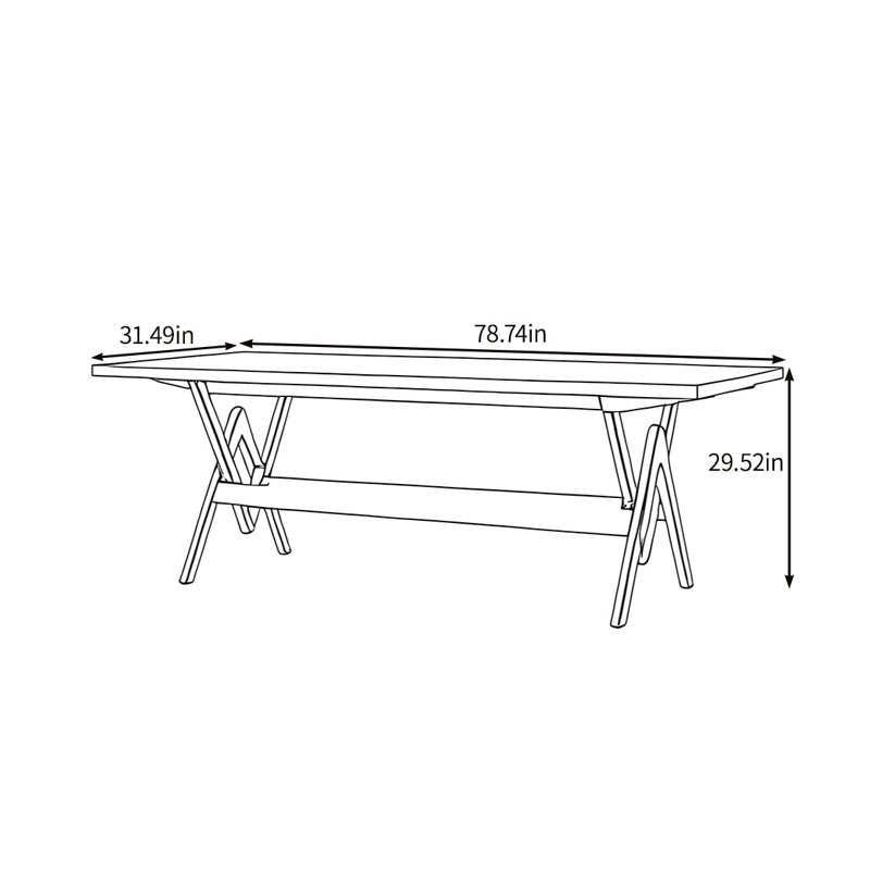High-end solid wood dining table, 29.52"H x 78.74"L x 31.49"W