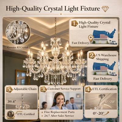 Mondeja 12-Light Crystal Chandelier